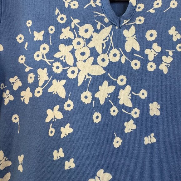 MINI BODEN Floral Butterfly Dress Girls 3-4 3T 4T Blue White Cotton Twirly Girl - Picture 6 of 8